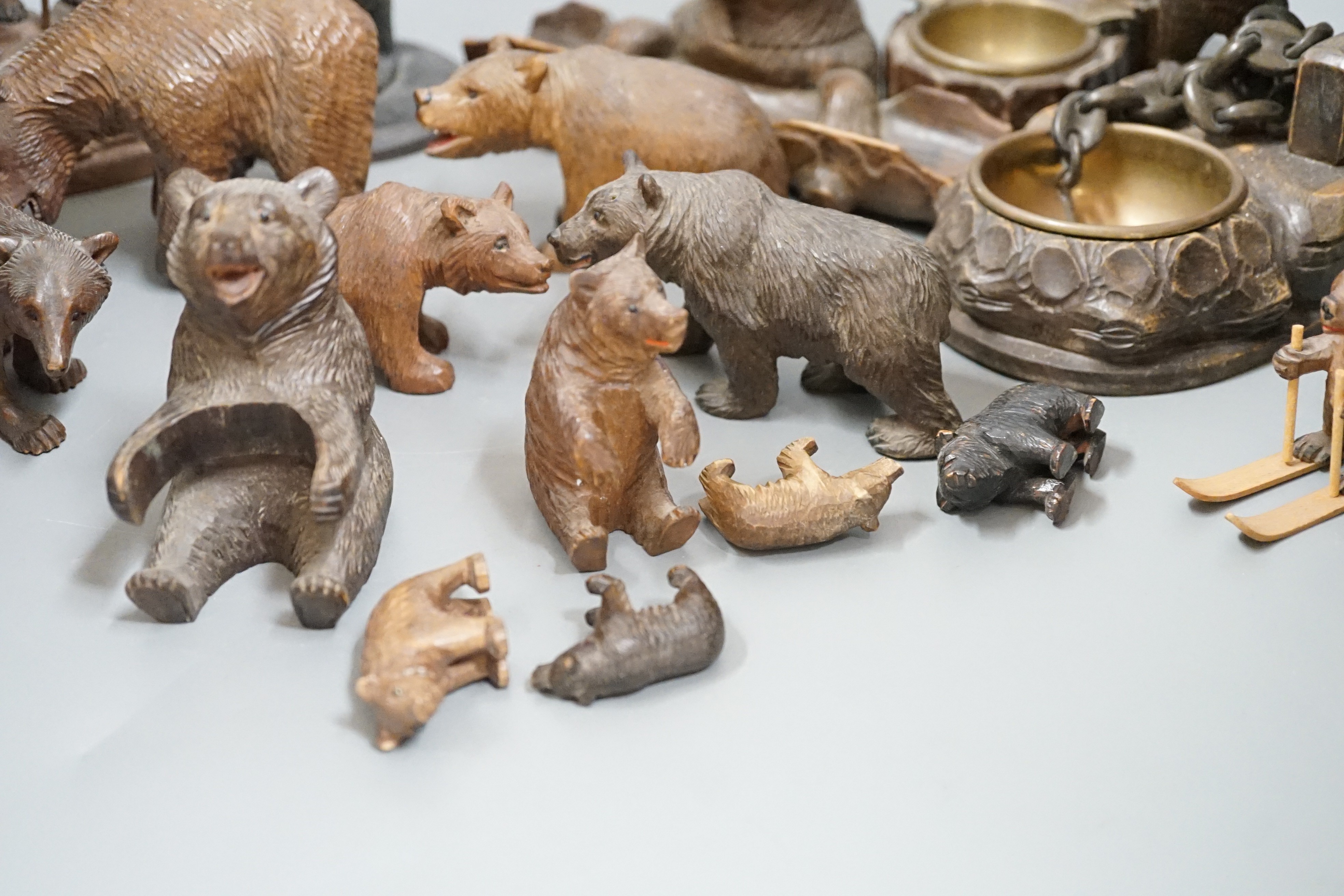 A collection of Black Forest bear carvings